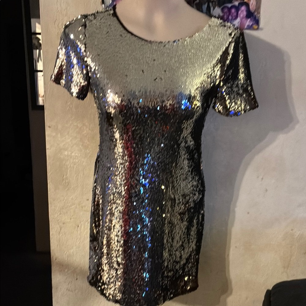 💥Topshop PETITE Sequin Dress in Gold and Black